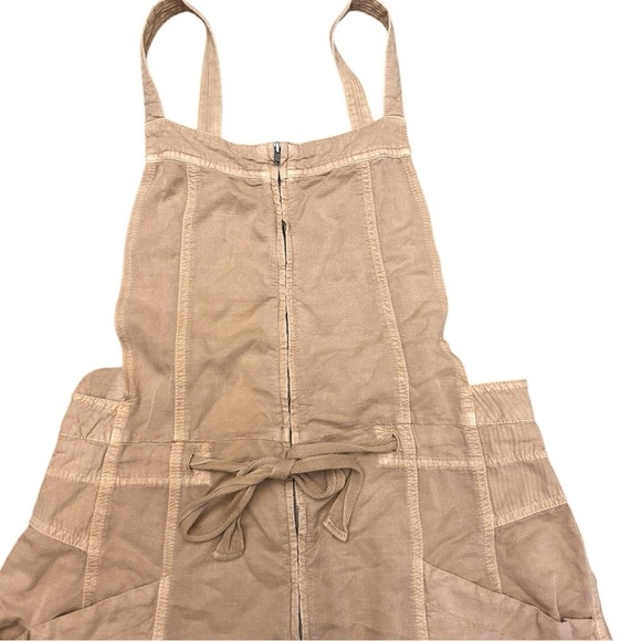 Free People Palm Valley Shortalls Romper Khaki Tan Boho Relaxed fit Size Medium - Picture 4 of 10